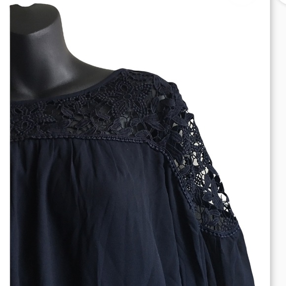 NWT LOFT Black Dress with Embroidered Lace Accents. XL. - Picture 3 of 6